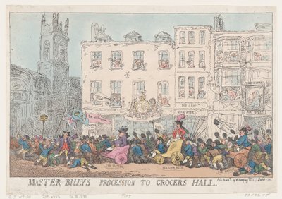 Master Billys Prozession zur Grocers Hall von Thomas Rowlandson