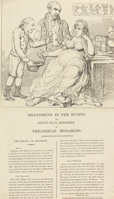 Melpomene in den Düsternissen; oder, Kinderspiel verteidigt von Theatralischen Monarchen von Thomas Rowlandson