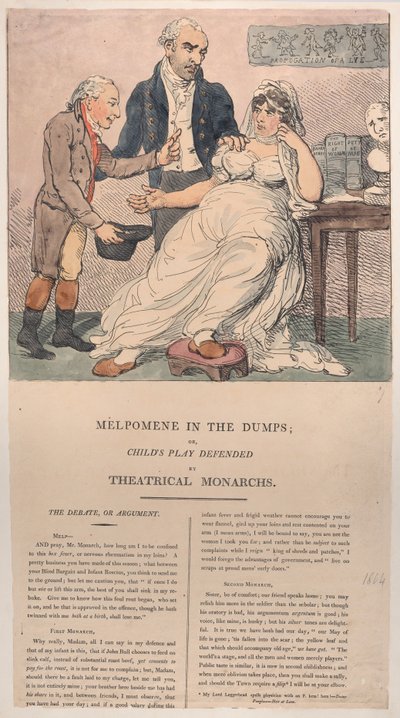 Melpomene in den Dämpfen, oder Kinderspiel verteidigt von Theatralischen Monarchen, 1804 von Thomas Rowlandson