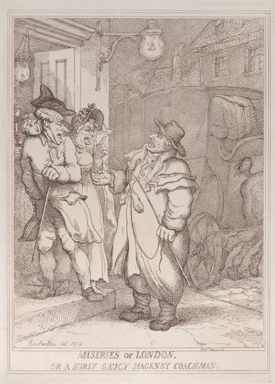 Elend von London oder ein mürrischer, frecher Kutscher von Thomas Rowlandson
