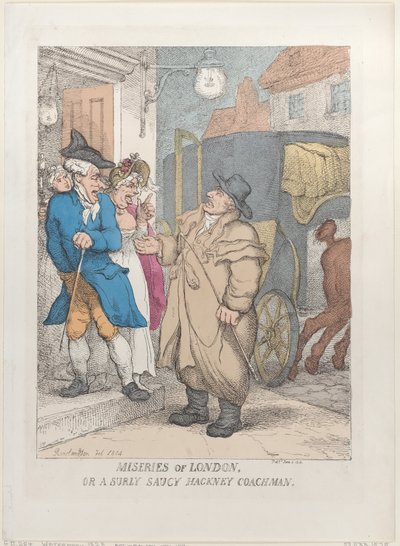 Elend Londons, oder ein mürrischer, frecher Mietkutscher von Thomas Rowlandson