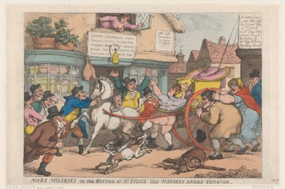 Mehr Elend: Der Boden von Mr. Figgs altem Whiskey brach durch von Thomas Rowlandson
