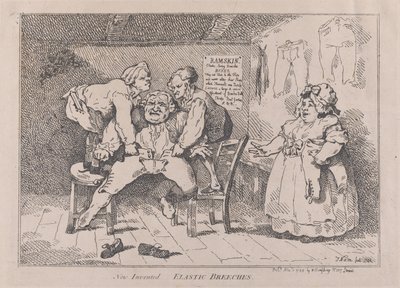 Neu erfundene elastische Hosen, 1. November 1784 von Thomas Rowlandson
