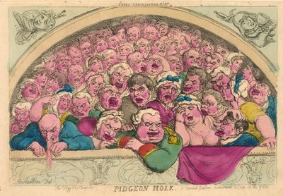 Taubenloch, ein Klostergarten-Trick, um die Götter einzusperren, 1811 von Thomas Rowlandson