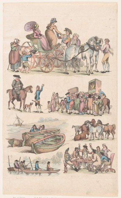 Tafel 16, Umrisse von Figuren, Landschaften und Vieh... für Lernende, Juni 1790 von Thomas Rowlandson