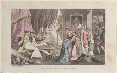 Quae Genus mit einem Verschwender, aus der Geschichte von Johnny Quae Genus von Thomas Rowlandson