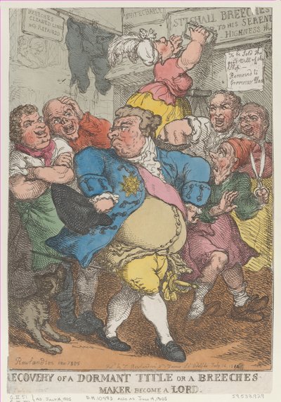 Erholung von einem ruhenden Titel oder ein Hosenmacher wird..., [14. Juli 1805], neu aufgelegt am 14. Juli 1812 von Thomas Rowlandson