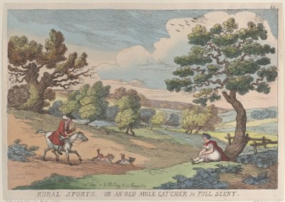 Ländliche Sportarten oder ein alter Maulwurffänger in voller Duftspur, 31. August 1811 von Thomas Rowlandson