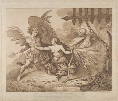 Satan, Sünde und Tod Paradise Lost, Buch der 2. von Thomas Rowlandson