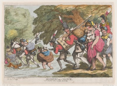 Soldaten auf einem Marsch, 1. April 1808 von Thomas Rowlandson