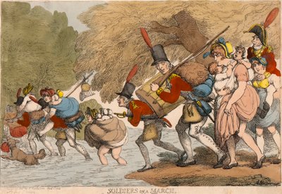 Soldaten auf dem Marsch: "Ihre Lumpen packen und dem Trommel folgen" von Thomas Rowlandson