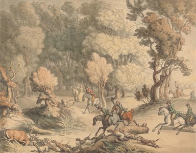Hirsch in der Enge - Szene bei Taplow, Berks. von Thomas Rowlandson