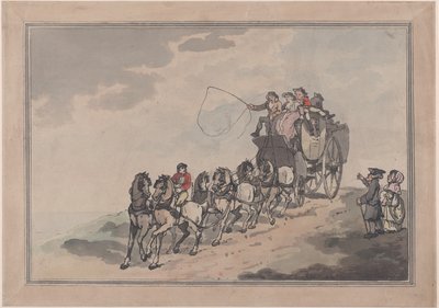 Postkutsche und Sechsergespann, 1786-93 von Thomas Rowlandson