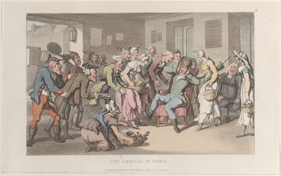 Die Ankunft in Paris, aus dem Journal der sentimentalen Reisen in die südlichen Provinzen von Frankreich, 1820 von Thomas Rowlandson