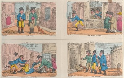 Die Jagd des Gerichtsvollziehers: Am Fehler, Die zweite Flucht, Doppel und Hocke, und Die Beschlagnahme von Thomas Rowlandson