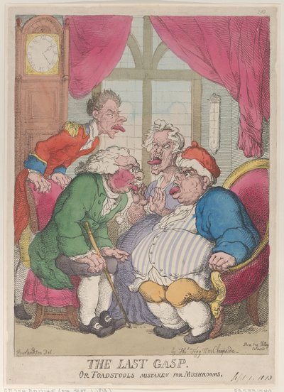Der letzte Atemzug oder Pilze mit Giftpilzen verwechselt, 1. September 1813 von Thomas Rowlandson