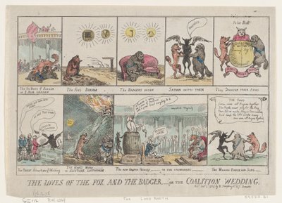Die Lieben des Fuchses und des Dachses oder Die Koalitionshochzeit, 7. Januar 1784 von Thomas Rowlandson