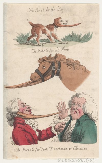 Das Rätsel für den Hund, das Rätsel für das Pferd, das Rätsel für Türken, Franzosen oder Chris..., 1808 von Thomas Rowlandson