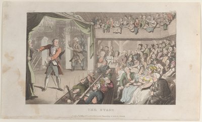 Die Bühne. George Primrose als Horatio, aus Der Pfarrer von Wakefield, 1. Mai 1817 von Thomas Rowlandson