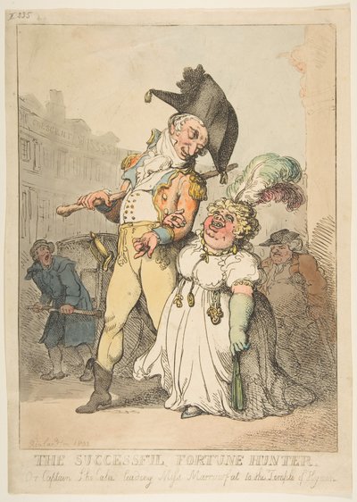 Der erfolgreiche Glücksjäger oder Kapitän Shelalee führt Miss Marrowfat zum Tempel des Hymen von Thomas Rowlandson