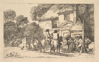 Die Drei Hufeisen, ein Gasthaus am Straßenrand, 18. Dezember 1787 von Thomas Rowlandson