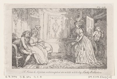 Tom Jones & Sophia unterbrochen in einem tête-à-tête von Lady Bellaston, aus Die Geschichte von Tom Jones, 1792 von Thomas Rowlandson