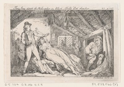 Tom Jones entdeckt den Philosophen im Schlafzimmer von Black Moll, Die Geschichte von Tom Jones, 1792 von Thomas Rowlandson
