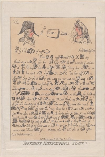 Yorkshire Hieroglyphen, Platte 2, 11. März 1809 von Thomas Rowlandson