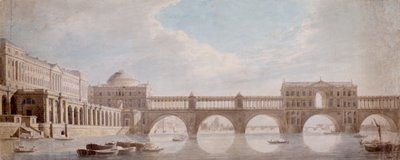 Vorgeschlagenes Design für eine Brücke über die Themse am Somerset House von Thomas Sandby