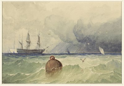 Dreimaster vor Anker bei aufkommendem Unwetter von Thomas Sewell Robins