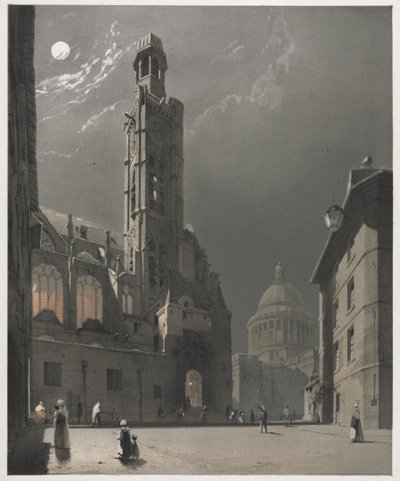 Malerische Architektur in Paris, Gent, Antwerpen, Rouen: St. Etienne du Mont..., 1839 von Thomas Shotter Boys