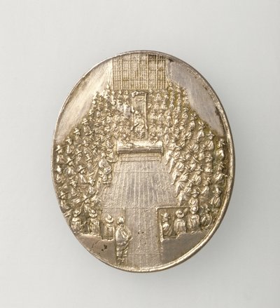 Dunbar-Medaille, das Parlamentshaus darstellend, 1650 (Rückseite) von Thomas Simon