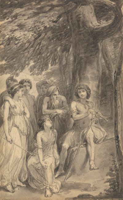 Eine von sechs Illustrationen zu Fénelons "Die Abenteuer des Telemach, Sohn des Odysseus" von Thomas Stothard