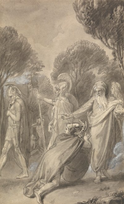 Eine von sechs Illustrationen zu Fénelons "Die Abenteuer des Telemach, Sohn des Odysseus" von Thomas Stothard