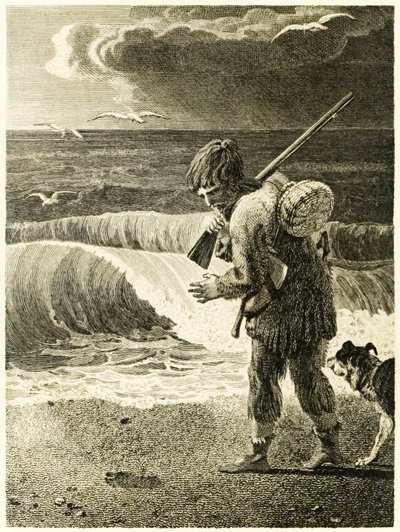 Robinson Crusoe entdeckt den Abdruck eines menschlichen Fußes aus 