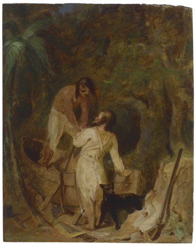 Bootsbau von Robinson Crusoe und Freitag von Thomas Sully