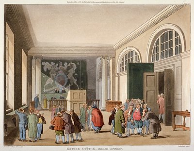 Innenansicht des Excise Office, Old Broad Street, City of London von Thomas Sutherland