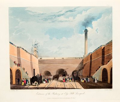 Einfahrt der Eisenbahn in Edge Hill, Liverpool, 1831 von Thomas Talbot Bury
