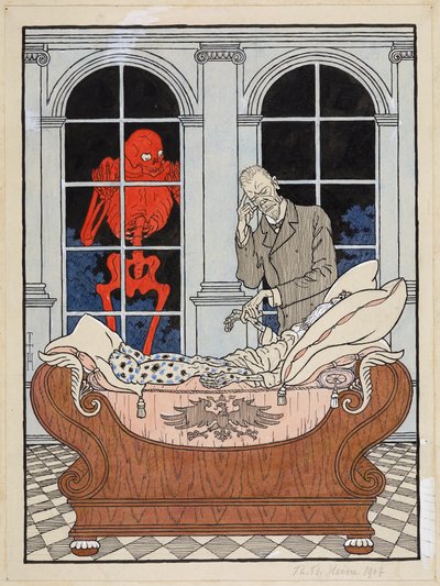 Der sterbende Reichstag; Simplicissimus XV/49, 1911 von Thomas Theodor Heine