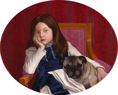 Johanna, die Tochter des Künstlers mit Mops von Thomas Theodor Heine