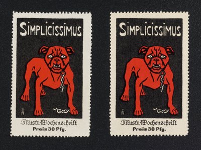 Werbemarke "Simplicissimus 30 Pfg." von Thomas Theodor Heine