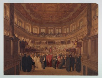 Zeichnung, Encaenia in der Sheldonia, 1814 von Thomas Unwins
