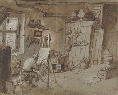 Ein Maler bei der Arbeit in seinem Atelier, 1663-77 von Thomas Wijck