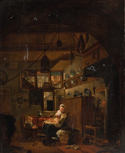 Innenraum eines niederländischen Bauernhauses von Thomas Wijck