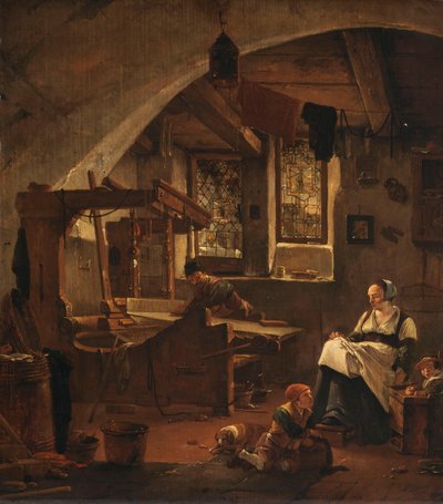 Innenraum eines Weberhauses von Thomas Wyck