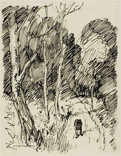Waldlandschaft mit Vagabund von Théophile Alexandre Pierre Steinlen