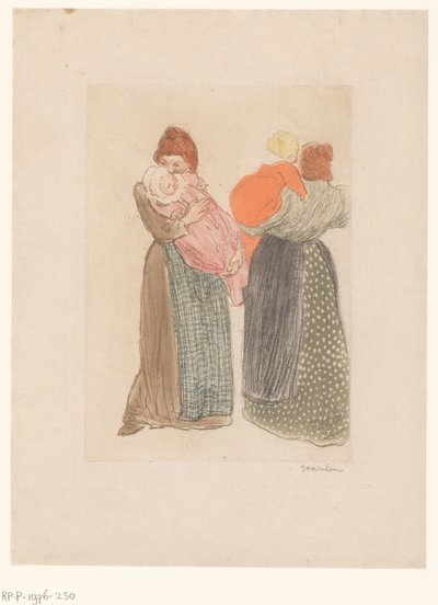Zwei Mütter mit Kindern von Théophile Alexandre Steinlen (signed by artist)