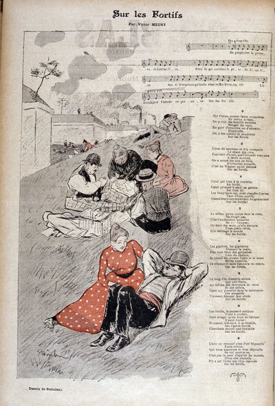 Volkslied „auf den Fortices“ von Victor Meusy - Zeichnung von Theophile Alexandre Steinlen in „Gil blas illustriert“ von Théophile Alexandre Steinlen