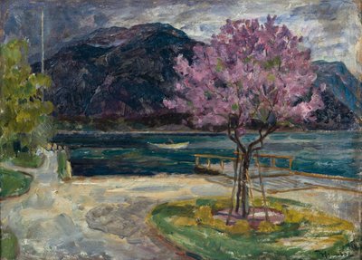 Küstenlandschaft mit blühendem Mandelbaum von Thorolf Holmboe