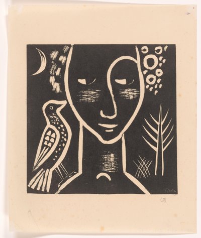 Frauenkopf mit Taube von Tinus van Doorn (signed by artist)